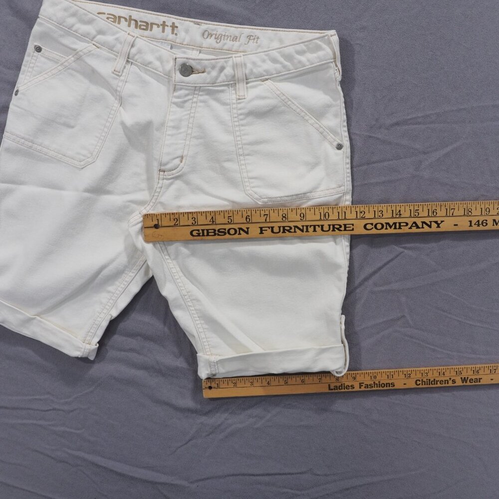 Carhartt Shorts Womens White 10 Bermuda Stretch Work Street Utility WB076 ANW - Picture 5 of 10